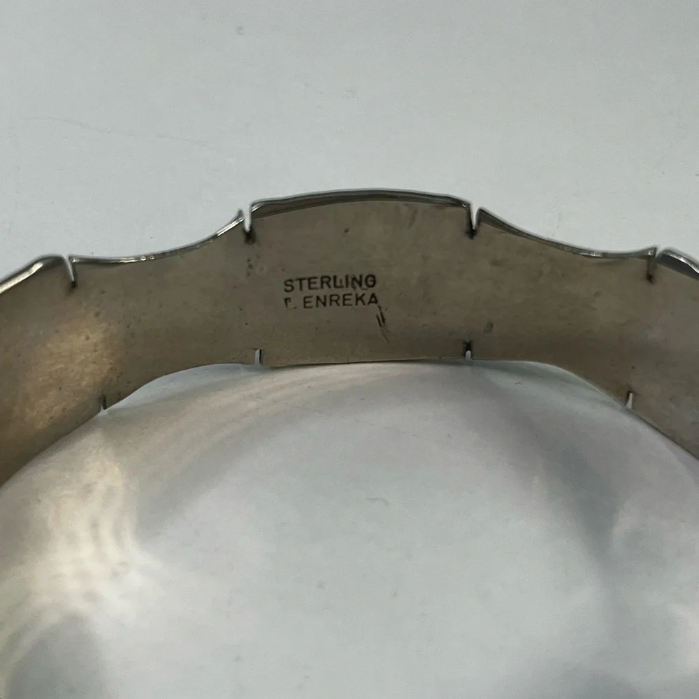 Vintage Sterling Silver Storyteller Style Bracelet With Brass‎ Overlay